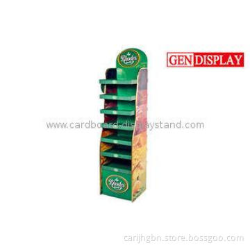 Green Store Retail Cardboard Display Stand Shelves With UV